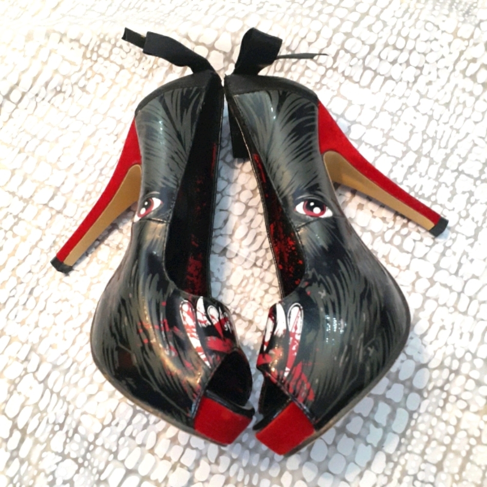 Iron Fist Black and Red Platform Heels